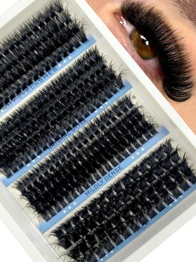 Nowe 80D+100D+120D+150D 296 szt. rzęs DIY o długości 10 mm-18 mm i gęstości, które można dowolnie dopasowywać, grube i puszyste, efektowne, odpowiednie dla miłośników piękna