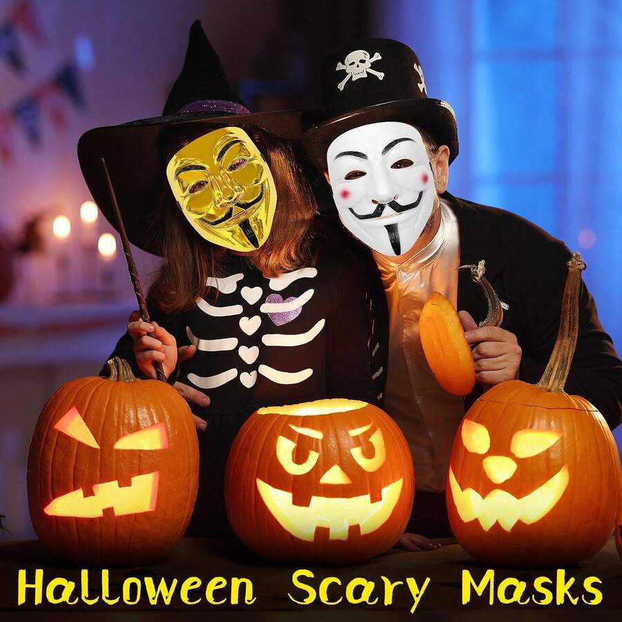 Juego de 6áscaras para disfraz de hacker,áscaras de Halloween para fiestas de cosplay, raves,áscaras, carnavales y disfraz temático - 1 - Ver 1