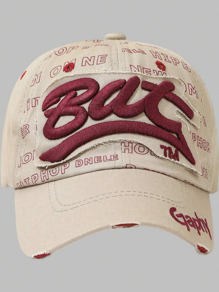 DareSee 1pc Letter Embroidered Ripped Frayed Fashionable Baseball Cap For Outdoor Travel Street MusicFest Y2KFest Autumn Winter Gifts Music Fest Halloween