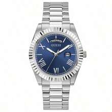 Guess Reloj para hombres - Reloj analógico de cuarzo clásico y elegante para hombres con pantalla de día/fecha, esfera negra redonda y correa de acero inoxidable bicolor plateada y dorada, adecuado para uso diario de negocios, regalo de cumpleaños para hombres GW0265G10 GW0265G11 GW0265G12 GW0265G13 GW0265G14 GW0265G4 GW0265G5 GW0265G6 GW0265G7 GW0265G8 GW0265G9