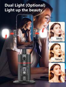 AXNEN Estabilizador de cardán giratorio a 360° para teléfonos inteligentes, cardán de escritorio con seguimiento facial para grabación anti-sacudidas, vlogging, transmisión en vivo de teléfonos inteligentes - Multicolor - Ver 7