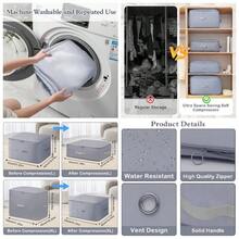 2 Piezas Organizador Autocomprimible Ultra Comprimible, Bolsas De Organizador Para Edredones, Bolsa De Almacenamiento Plegable Que Ahorra Espacio, Para Edredones, Mantas, Ropa De Cama, Ropa - Gris - Ver 1