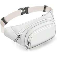 Syican Riñonera Para Mujeres Y Hombres, Riñonera Con 4 Bolsillos Con Cremallera, Regalos Para Disfrutar De Deportes, Viajes, Entrenamiento, Casual, Manos Libres, Bandolera, Se Adapta A Un Ipad De 7,9(Blanco) - Tipo 10 - Ver 2