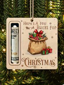 1/5 pièce Décoration de portefeuille de Noël, porte-monnaie de rangement, ornement d'arbre de Noël, Noël en bois naturel, cadeau d'anniversaire, de fête, boîte à monnaie décorative, décoration de Noël Père Noël et renne, faveurs de fête, artisanat en bois durable, design plat 2D