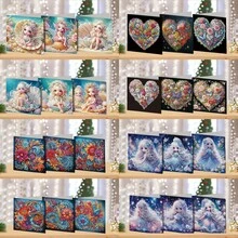 6 buc/set colorat floral, inimă, model drăguț de zână cu diamant pictură DIY mozaic asimetric cu diamant cristal card kit - exprimă dragoste nerostită și sentimente romantice pentru sărbători