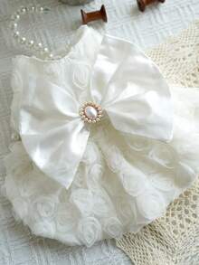 1pc Pet Apparel Costume, 3D Rose Flower Harness With Hook And Loop, Black/Pink/White, Wedding Dress, Bridesmaid Tutu Skirt For Cats And Dogs - Yellow - View 7