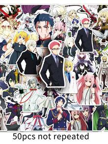 50pcs Anime Stickers, The Seraph Of The End Stickers, Anime Decor, Anime Merchandise, Cool Stickers, Anime Decoration, Anime Gift, Anime Toys, Waterproof Vinyl Stickers For Laptop, Phone, Car, Skateboard, Water Bottle, Scrapbook, Computer, Notebook - A - View 10
