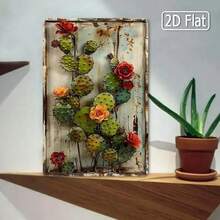 1PC Cactus With Red And Yellow Flowers Tin Sign, Vintage Floral Wall Art, 2D Flat Design, Rustic Home Decor, Retro Decor, Ideal For Living Room, Office & Nature-Inspired Spaces, 8x12 Inches / 20x30 Cm - Multifärgad - Visa 6
