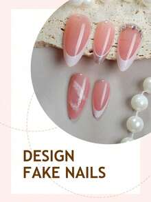 24pcs Acrylic French Manicure Medium Square Press-On Nails Set, Y2K Red Heart Shaped Artificial Nails, Suitable Nail Salons, Teenage Girls And Women Daily Wear And Holiday Party Decoration, Set - 多色 6 - 查看 4