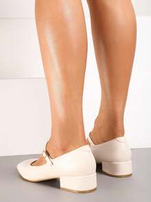 Glitzernde Mary Jane Absätze - Klassische & elegante Damenschuhe - Büro/Arbeit, Abend/Party - Frühling/Herbst - Beige - Übersicht 4