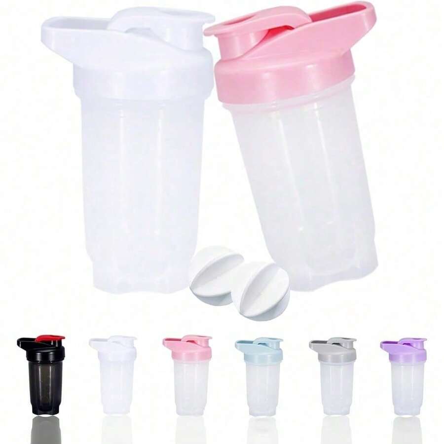 2-Pack 300ml Protein Shaker Bottles With Stainless Steel Mixing Ball, Leakproof Gym & Travel Water Bottle For Protein Shakes, Smoothies & Coffee, Easy-Clean Design With Carry Loop, Durable & Odor-Resistant, Perfect For Fitness Enthusiasts & Active Lifestyles - 04-白色+粉紅色 - 查看 1