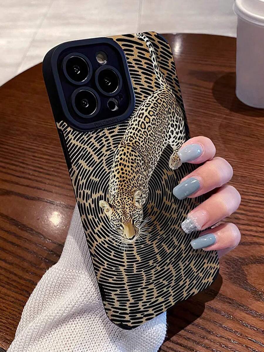 1pc Leopard Print Striped Protective Phone Case, Compatible With Samsung/Apple 16/15/14/13/12/11 Pro Max/12 Pro/14 Plus And Other Models - Multicolor - View 1