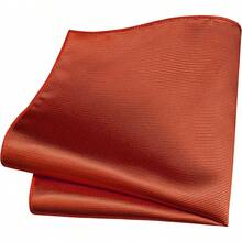 Solid Formal Tie And Pocket Square Plain Necktie Lapel Pin And Set For Men - 我-Rust - 查看 3