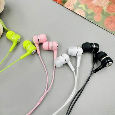 1pc Black/White/Pink/Green 4 Colors, Color Crystal Cable Wired Headset, 3.5MM Interface Mobile Phone Headset, With Microphone, High-Definition Call, Button Control, Music Headset, Student Headset, Compatible With IPhone And Android Mobile Phones, MP3/MP4/PSP 3.5mm Interface Device, Suitable For Holiday Gifts, Running Sports And Listening To Songs,