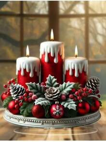 1 Stück Vintage Weihnachtskerzen Tischdekoration, multifunktionale rote Kerze Tischdekoration, Blumenmotiv, Acryl 2D flaches Material, geeignet für Zuhause, Café, Büro Dekoration, perfektes Wintergeschenk zu Weihnachten, Thanksgiving, Valentinstag Weihnachtsdekoration Zuhause Weihnachtsgeschenke Weihnachtsdekoration