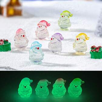 6PCS These Glow-In-The-Dark Santa Claus Figurines Are Adorable DIY Decorations, Suitable For Christmas Tree Ornaments, Miniature Landscapes, Desktop Decorations, Car Decorations, And Make Creative Gifts. Perfect For Students, Dorm Occupants, Young Professionals, And Glow-In-The-Dark Decorations Enthusiasts.