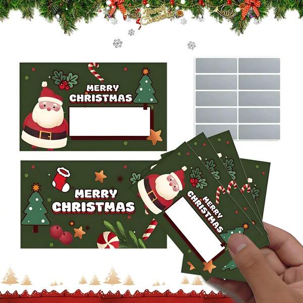 Tarjeta de raspar de recompensa navideña con dibujos animados, tarjetas de rascar y pegatinas DIY, boletos de rascar motivacionales, para actividades grupales, suministros de fiesta de Navidad