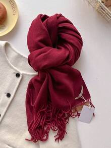 1条简约百搭高品质纯色仿羊绒保暖流苏围巾，时尚柔软的女士披肩，适合外衣装饰和连衣裙颈部保暖。 - 彩色 - 查看 29