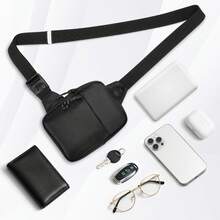 Nuevo Sling Bolsa Pecho Riñonera Bolsa Doble Bolsillo Resistente al Agua para Hombres Mujeres Deportes al Aire Correr Viajes, Negro - 1 - Ver 5