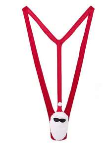 Men's Santa Claus Sexy Lingerie Bodysuit V-Neck Romper, Red - Red - View 3