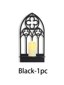 Gotische Wandleuchter Wanddekoration, schwarze Gothic Dekoration Bogenkirchenwand, gotische Wandlampe und Wanddekoration - Schwarze gotische Bogenkirchenwandkunst, Gothic Heimdekoration für Wohnzimmer, Küche und Esszimmer