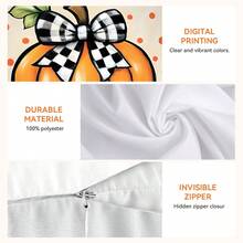 4 Stücke Kürbiskutsche bedruckte Kissenbezug Set, einseitig Muster, Herbst