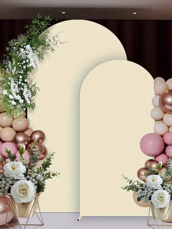 1pc Beige Arch Cover - Beige Stretchy Double-Sided Fabric - 7.2ft/6.6ft/6ft, Easy To Install And Store, Reusable, Suitable For Wedding/Birthday/Party/Anniversary | Christmas, Valentine's Day, Halloween Decor, Portable Storage, Ideal For Wedding Photo Booth Props