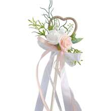 Flower Girl Wand Wedding Bouquet Artificial Rose Flowers Magic Wand With Ribbons For Special Occasions - Champagne - View 6