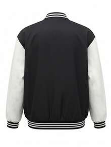 Jachetă Varsity pentru femei, toamnă și iarnă, jachetă bomber de baseball, haină exterioară în stil universitar cu fermoar alb-negru, jachetă casual la modă pentru fete
