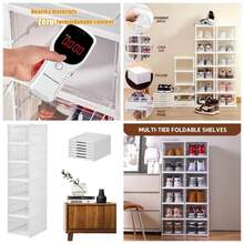 Zapatero con Cubierta, 6 Niveles Armario de Almacenamiento de Zapatos, Cajas de Almacenamiento de Zapatos, Para Almacenar y Guardar los Zapatos, Organizador1 columna - Columna única blanca - Ver 1