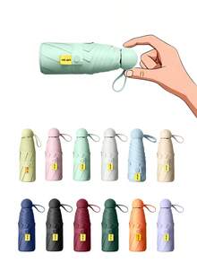 مظلة سفر صغيرة 8 أضلاع مع حافظة، صغيرة مضغوطة، حماية من الأشعة فوق البنفسجية، خفيفة الوزن، يدوية الفتح والإغلاق، مناسبة للنساء والأطفال والرجال، تناسب الحقيبة والحقيبة الظهرية - فاكهة خضراء - مشاهدة 2