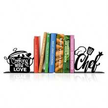 2025Metal Cookbook Bookends Unique Bookends Cookbook Organizer For Kitchen Decor Gift For Cooking Lovers Wife Mother New Home Housewarming - 黑色 - 查看 1