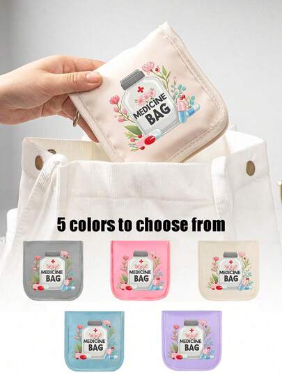 1pc Portable Pill Case, Compact Pill Box, Patterned Pill Organizer Bag, Convenient For Travel, Suitable For Daily/Outdoor/Travel Medication, Health Essential