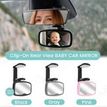 1PC Baby Car Mirror Adjustable Clip Child Observation Mirror Convex Lens With Wide Field Of View Shatter-Proof Mirror - Black - View 2