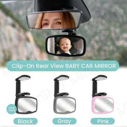 1 Pieza Espejo de coche para bebé con clip ajustable, espejo de observación infantil con lente convexa y amplio campo de visión, resistente a los golpes