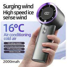 WOOSENHWO 100 速便携式手持式 LED 智能显示屏电池 USB 口袋风扇，夏季降温小工具 - 淺灰紫 - 查看 1