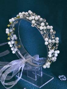 1 件手工制作的闪亮珍珠和水钻装饰新娘腰带，时尚腰带适合女士晚礼服、婚纱