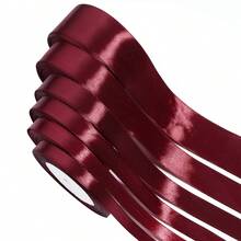 25 Yards/Roll Burgundy Satin Ribbon, Solid Shiny Fabric, Suitable For DIY Wedding Invitations, Bridal Bouquets, Gift Wrapping, Party Decorations, Sewing Crafts, Bridal Bouquet Accessories, Wedding Decorations - Burgundy - View 7