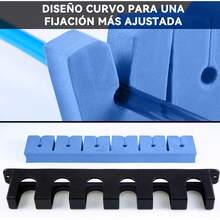 Porta Cañas de Pescar, Soporte para Caña de Pescar de Pared, Estante de Almacenamiento para Caña de Pescar, Estante para Caña de Pescar Montado en La pared, con Capacidad de 6 Cañas, Horizontal,Azul - Rojo - Ver 7