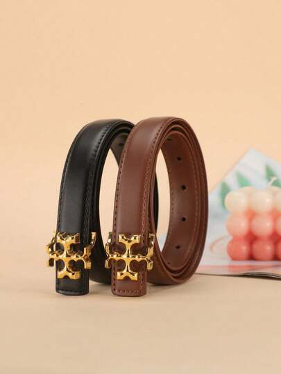 1pc Classic Minimalist Fashion Letter Buckle Women's Belt, Versatile European And American Style Suit Pants Decoration