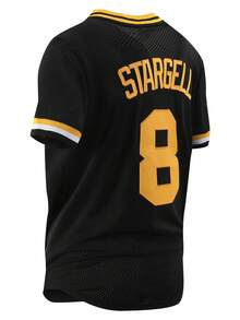 男友风格男士刺绣棒球服 8 件黑色休闲短袖 V 领 T 恤派对运动上衣