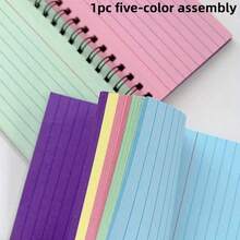 1pc/3pcs/5pcs/6pcs Piece Simple Lined Spiral Notebook, Colorful Pages, Tear-Off Binding, Random Colors, Office Supplies Diary Stationery Notebook Back To School