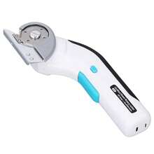 Cordless Rotary Scissors With Safety Lock & Light - Low Noise Cardboard Cutter For Fabric, Leather, Carpet & Box Cutting
