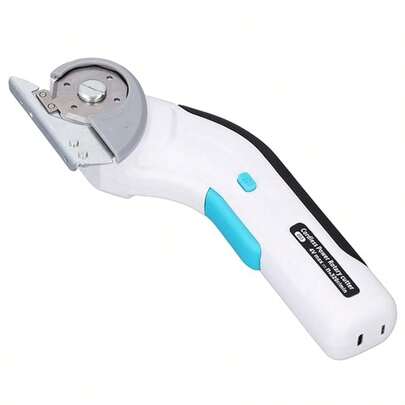 Cordless Rotary Scissors With Safety Lock & Light - Low Noise Cardboard Cutter For Fabric, Leather, Carpet & Box Cutting