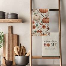 MEMNUN 2 Stücke Herbst Blumen Kürbis "Zuhause, süßes Zuhause" bedruckte Küchentücher, 15,75*23,62 Zoll (40*60cm), Mikrofaser weich und saugfähig, Küchendekor, Herbstdekoration, Heimdekoration, Koch-/Backtücher, maschinenwaschbar, geeignet für Esszimmer, Küche, Feiertage und Geschenke, Ganzjährig