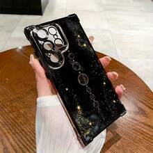 Moon Star Glitter Eclipse Four-Corner Airbag Electroplated Phone Case Suitable For Samsung GALAXY S25 ULTRA S24 Plus S23 Fe , Compatible With  17 AIR 16 Promax 15 Pro Max Case 14,  13 Cases Protective Black Cover For Both Men And Women Gift. - màu đen - Xem 3