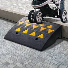 Rampa de goma para acera de 6 pulgadas de altura de elevación, rampa de entrada para acera de 14,6 pulgadas de ancho y 19,3 pulgadas de largo, rampa de goma resistente 15T para montacargas, camiones, autobuses, coches, sillas de ruedas, bicicletas - 6 pulgadas - Ver 1
