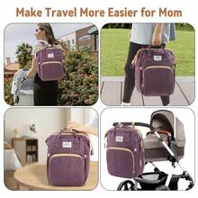 Baby Changing Backpack Stylish Multifunctional Large Nappy Baby Bag With Changing Mat - Purple - View 4