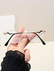 1pc Cat Eye Round Frame Decorative Glasses For Phone, Computer, Reading, Available In Multiple Colors, Fashion Versatile Women Non-Prescription Glasses