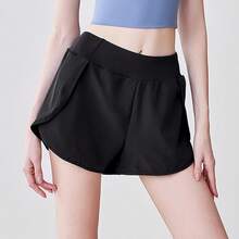 Shorts deportivos para mujeres, lycra de secado rápido, cinturón corto con bolsillos, ropa de exterior de cintura alta elástica adecuada para correr, deportes, fitness, yoga, ciclismo, correr - 1 - Ver 5